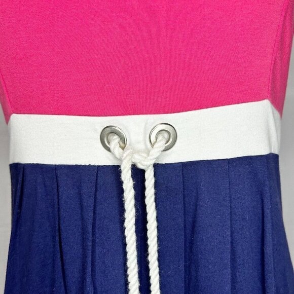 Lilly Pulitzer Dress Rope Tie Beach Sleeveless Size S Navy Pink Smocked Back - Picture 4 of 8